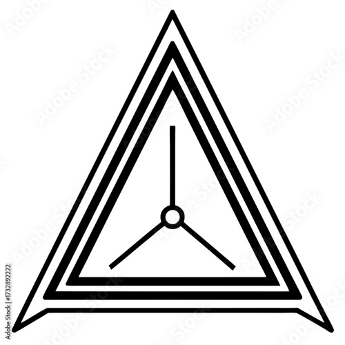 Minimalist geometric design featuring nested triangles and a central three spoke element in a minimalist style art vector