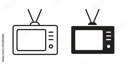 Tv retro icon for web designs. outline and clipart icons set