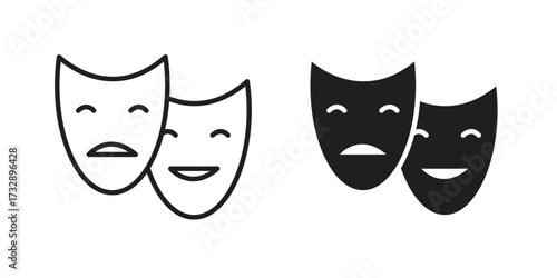 Theater masks icon for web designs. outline and clipart icons set