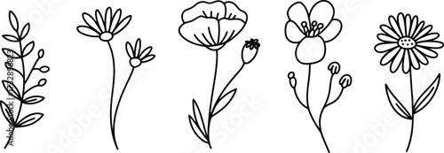 Trendy Tiny Tattoo Vector Featuring Elegant Botanical Elements