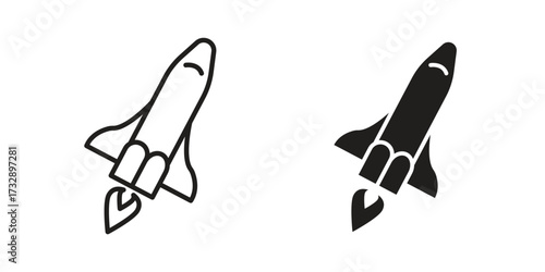 Space shuttle icon for web designs. outline and clipart icons set