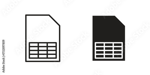 Sim card icon for web designs. outline and clipart icons set