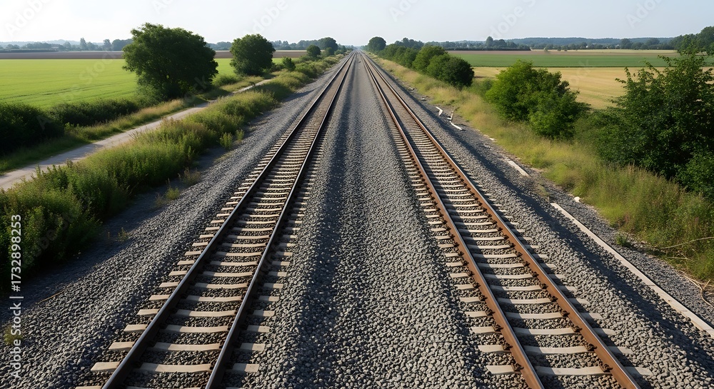Obraz premium Train Tracks Through Countryside.