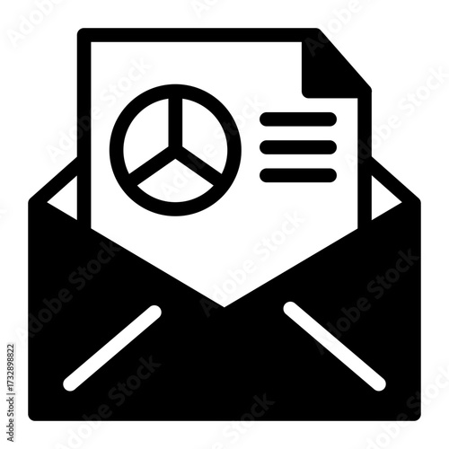 Business email report icon in Mixed Outline and Glyph Style, reflecting newsletters, digital promotion, and professional correspondence.