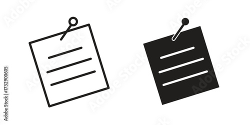 Note sticky icon for web designs. outline and clipart icons set