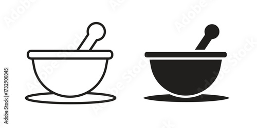 Mortar pestle icon for web designs. outline and clipart icons set