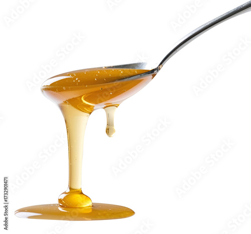 honey dripping from spoon  transparent background	