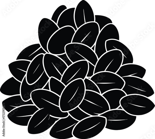 Pile of black beans isolated on white background