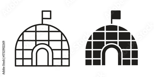 Igloo icon for web designs. outline and clipart icons set