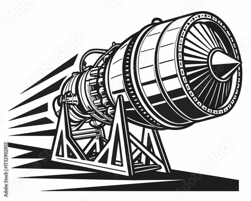 Jet Engine Test Rig Vector Illustration | Aerospace Propulsion Testing Equipment Icon