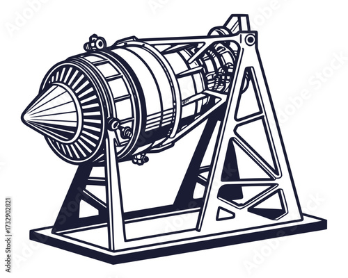 Jet Engine Test Rig Vector Illustration | Aerospace Propulsion Testing Equipment Icon