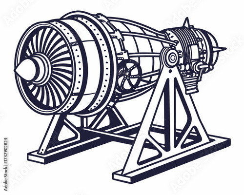 Jet Engine Test Rig Vector Illustration | Aerospace Propulsion Testing Equipment Icon