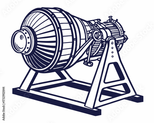 Jet Engine Test Rig Vector Illustration | Aerospace Propulsion Testing Equipment Icon