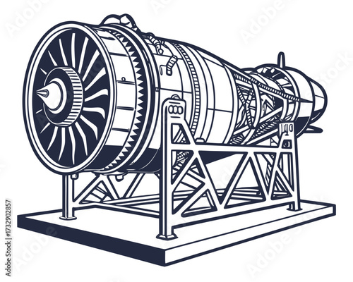 Jet Engine Test Rig Vector Illustration | Aerospace Propulsion Testing Equipment Icon