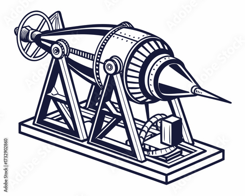 Jet Engine Test Rig Vector Illustration | Aerospace Propulsion Testing Equipment Icon