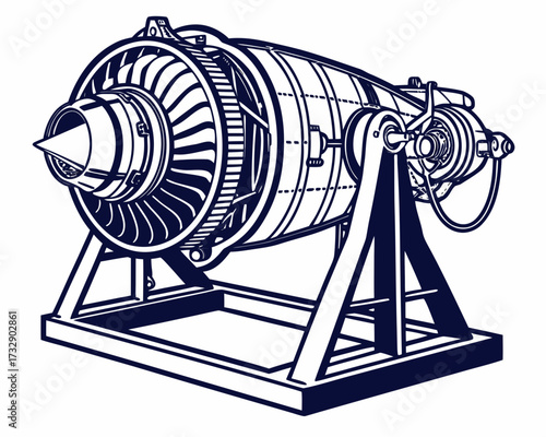 Jet Engine Test Rig Vector Illustration | Aerospace Propulsion Testing Equipment Icon