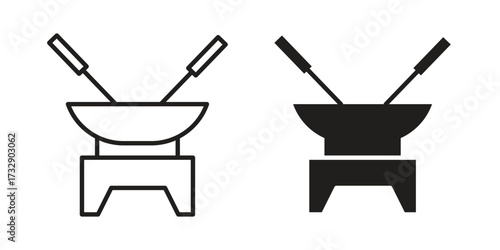 Fondue pot icon for web designs. outline and clipart icons set