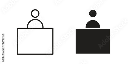 Exhibitor icon for web designs. outline and clipart icons set