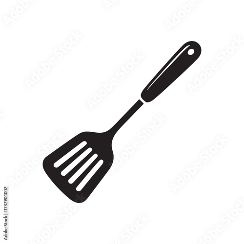Silhouette slotted spatula vector isolated on white background.