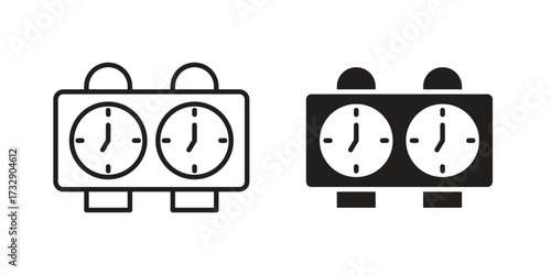 Chess clock icon for web designs. outline and clipart icons set