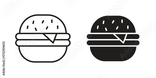Cheese burger icon for web designs. outline and clipart icons set