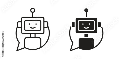 Chatbot speech bubble icon for web designs. outline and clipart icons set
