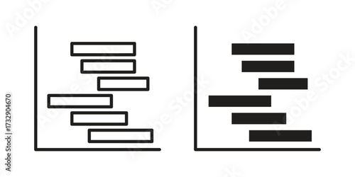 Chart gantt icon for web designs. outline and clipart icons set