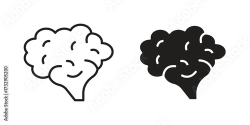 Brain icon for web designs. outline and clipart icons set