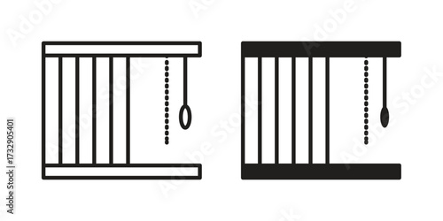Blinds open icon for web designs. outline and clipart icons set