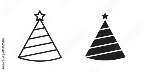 Birthday hat icon for web designs. outline and clipart icons set