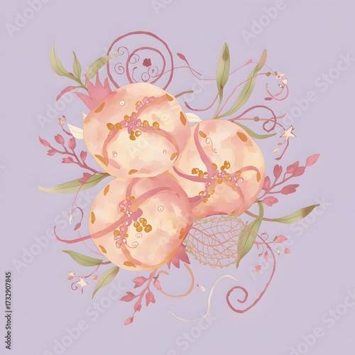 pink floral background with butterflies