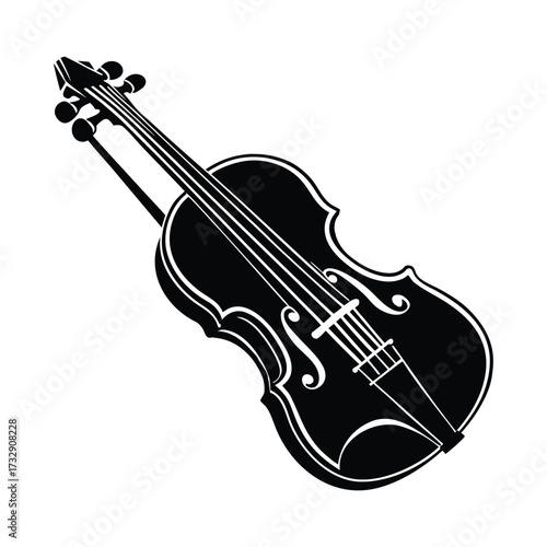 Black violin and bow silhouette musical instrument
