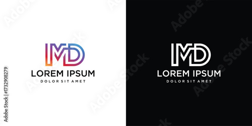 monogram letter MD logo is made with lines, a design for a luxurious, elegant and simple business.	
