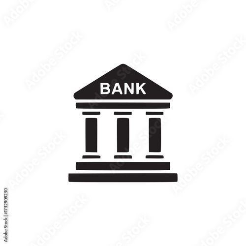 Vector art of bank icon symbol of finance, investment, and banking services minimalist design for financial institutions, wealth management, and economic stability concepts