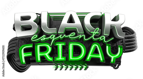 ESQUENTA BLACK FRIDAY SELO 3D FUTURISTA METAL NEON 