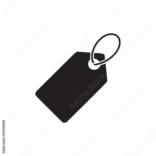 Vector art of a simple black price tag icon, representing product pricing, retail sales, and promotional offers in a clean and minimalist style