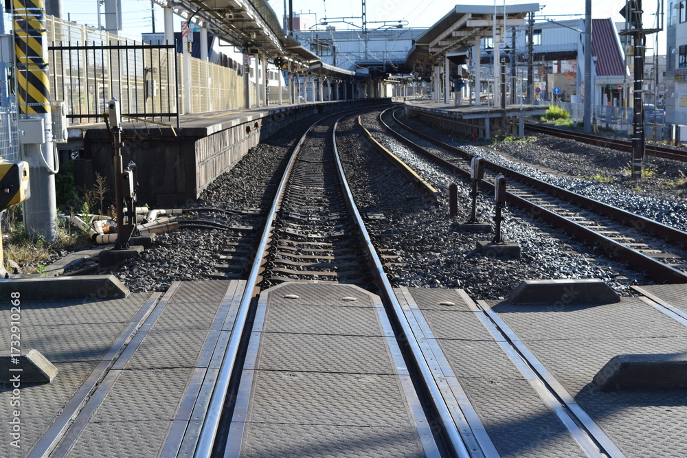 Fototapeta premium 鉄道線路の踏切