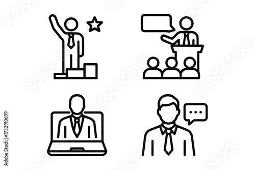 Engaging in public speaking and leadership activities during a business seminar or workshop