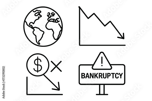Understanding the economic impact of bankruptcy in a global context through symbols and illustrations