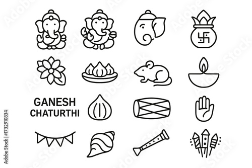 Celebrating Ganesh Chaturthi with festive symbols and decorations for a joyful occasion in the community