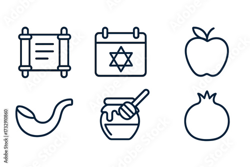 Symbols of celebration and tradition during Jewish New Year featuring honey, apple, and shofar