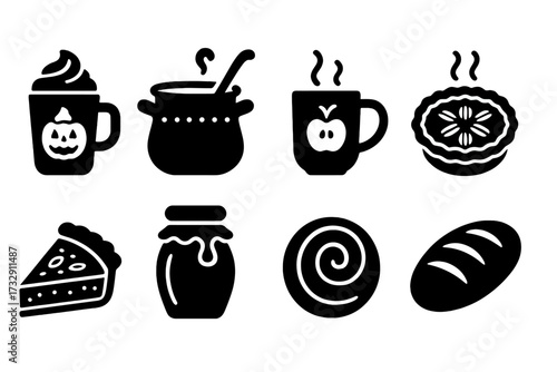 Halloween silhouette icon set. festive, spooky holiday icons in silhouette style collection