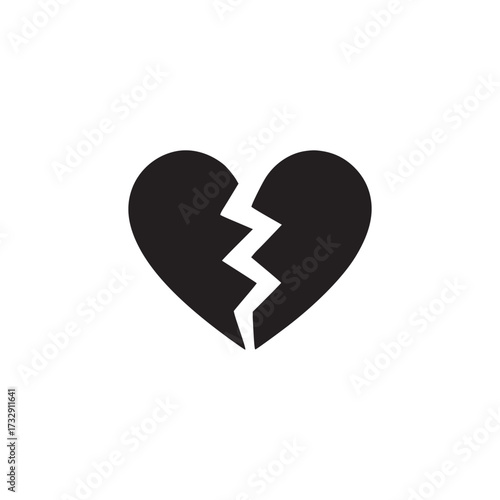 Vector art of broken heart icon a symbolic representation of heartbreak, loss, and emotional pain, suitable for designs related to relationships, sadness, and healing