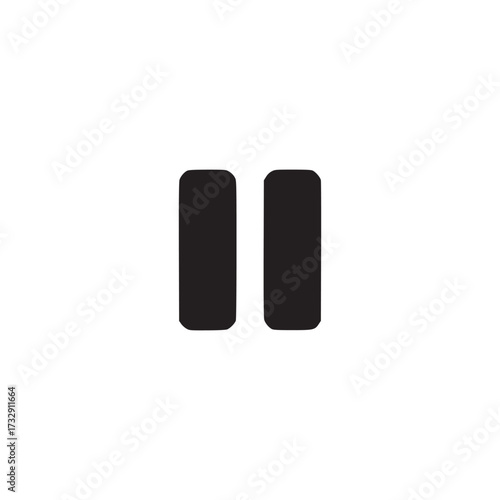 Vector art of pause icon a simple black pause symbol for media player, representing the action of temporarily stopping playback or halting a process, clear and minimalist design