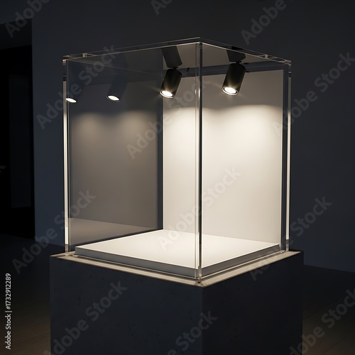 Modern Glass Display Case Showcase.