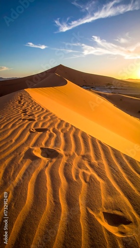 Fototapeta Naklejka Na Ścianę i Meble -  Golden desert dune at sunset