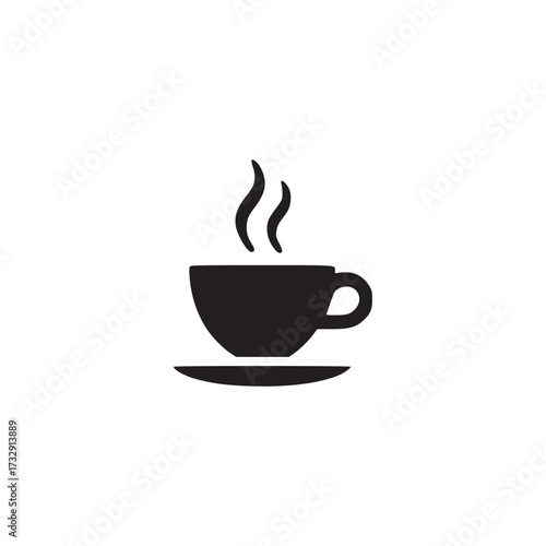 Vector art of coffee cup icon with steam a simple and minimalist design representing a hot beverage, perfect for coffee shops, cafes, or any foodrelated content