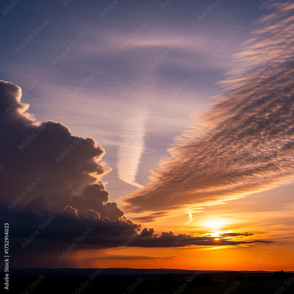Fototapeta premium Sunset Cloudscape Over Horizon.