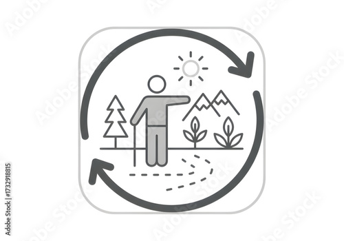 Minimal icon of a guided nature tour icon — no background, no shadow PNG