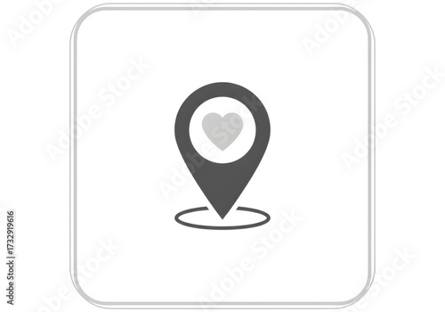  Minimal icon of a location pin with heart — no  background, no shadow PNG